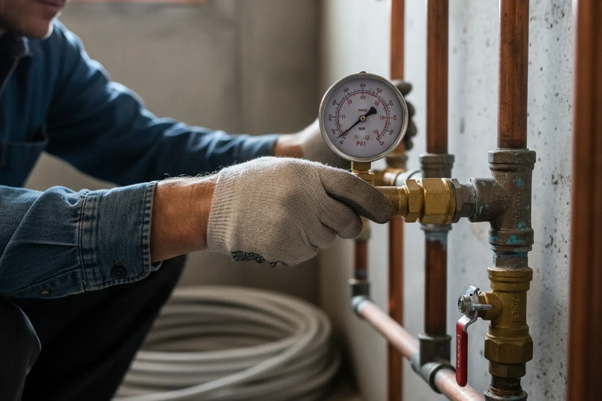 Pressure testing a repaired line during Water Line Repair in Glasgow